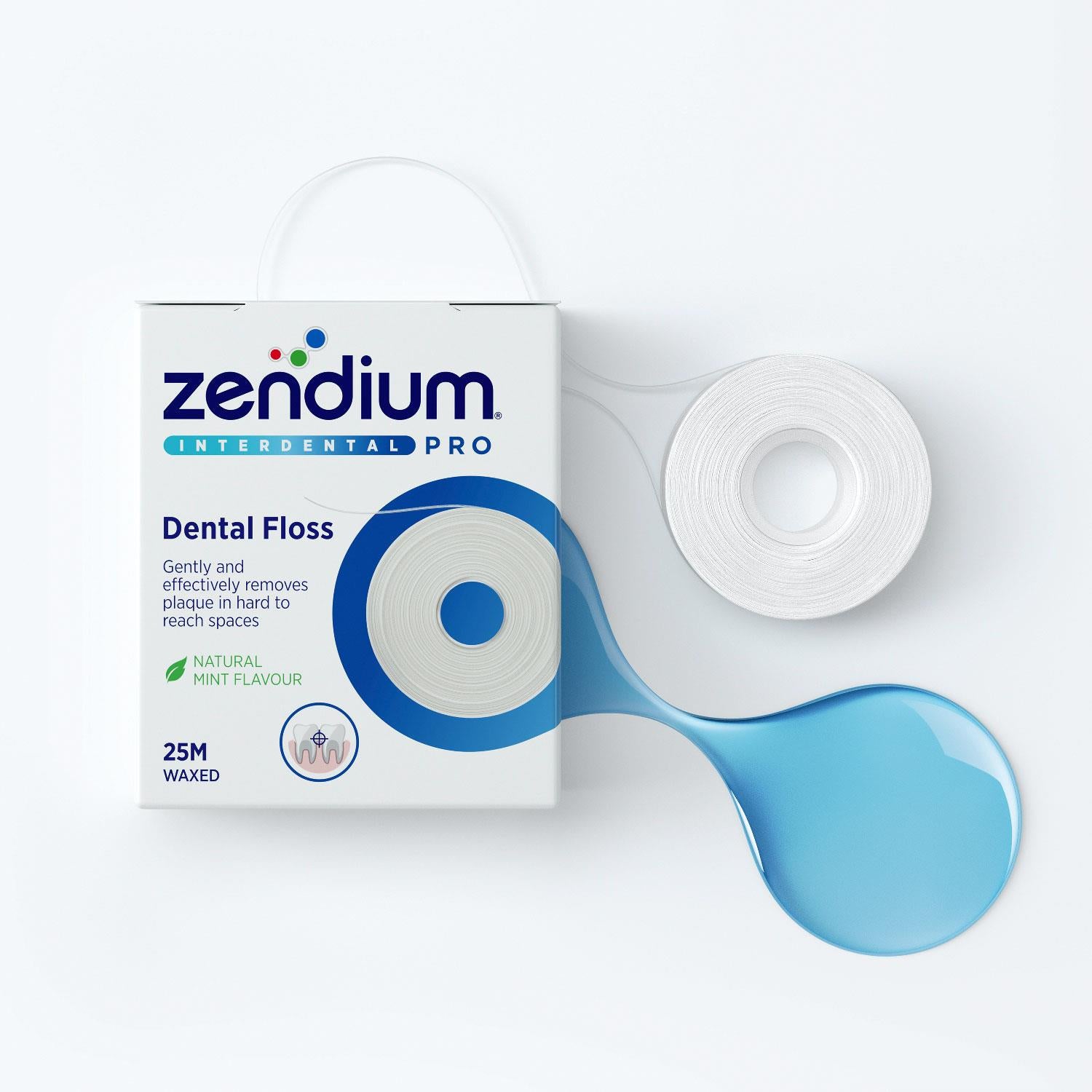 Dental Floss With Natural Mint Flavour Gentally Removes Plaque, 25m