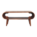 Solid Wood Amaya Nordic Style Honey Caramel Coffee Table, Open Slot, Light Brown