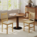 Dining Chairs Set Of 2, Pine Wood Frame, Slat Back, Kitchen, Natural