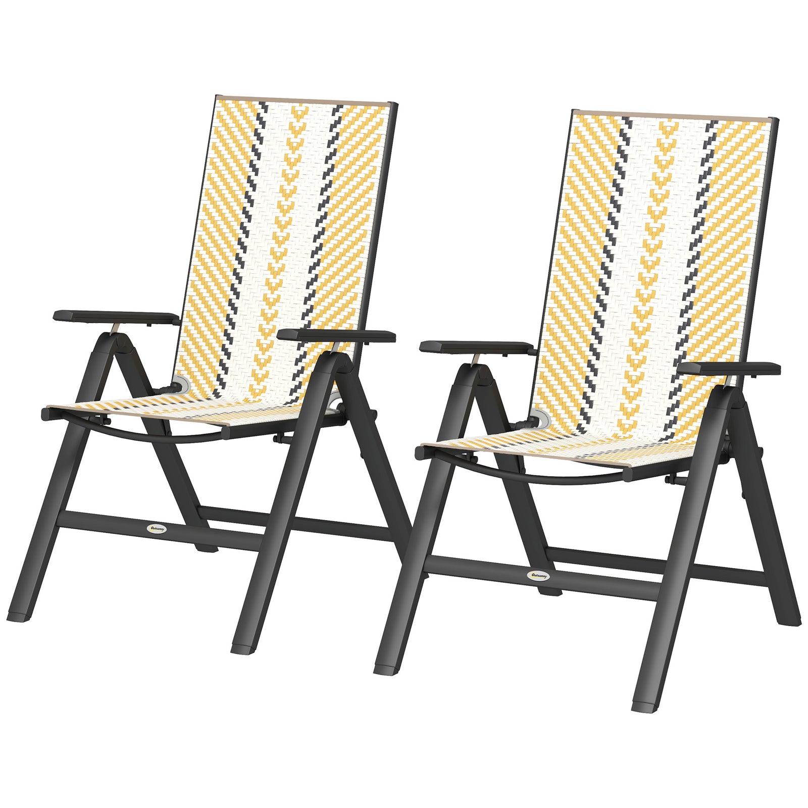 Outdoor Rattan Folding Chair, 5-position Backrest | Orange