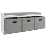 Shoe Bench With Seat With Fabric Drawers Shoe Storage Bench | One Size | White