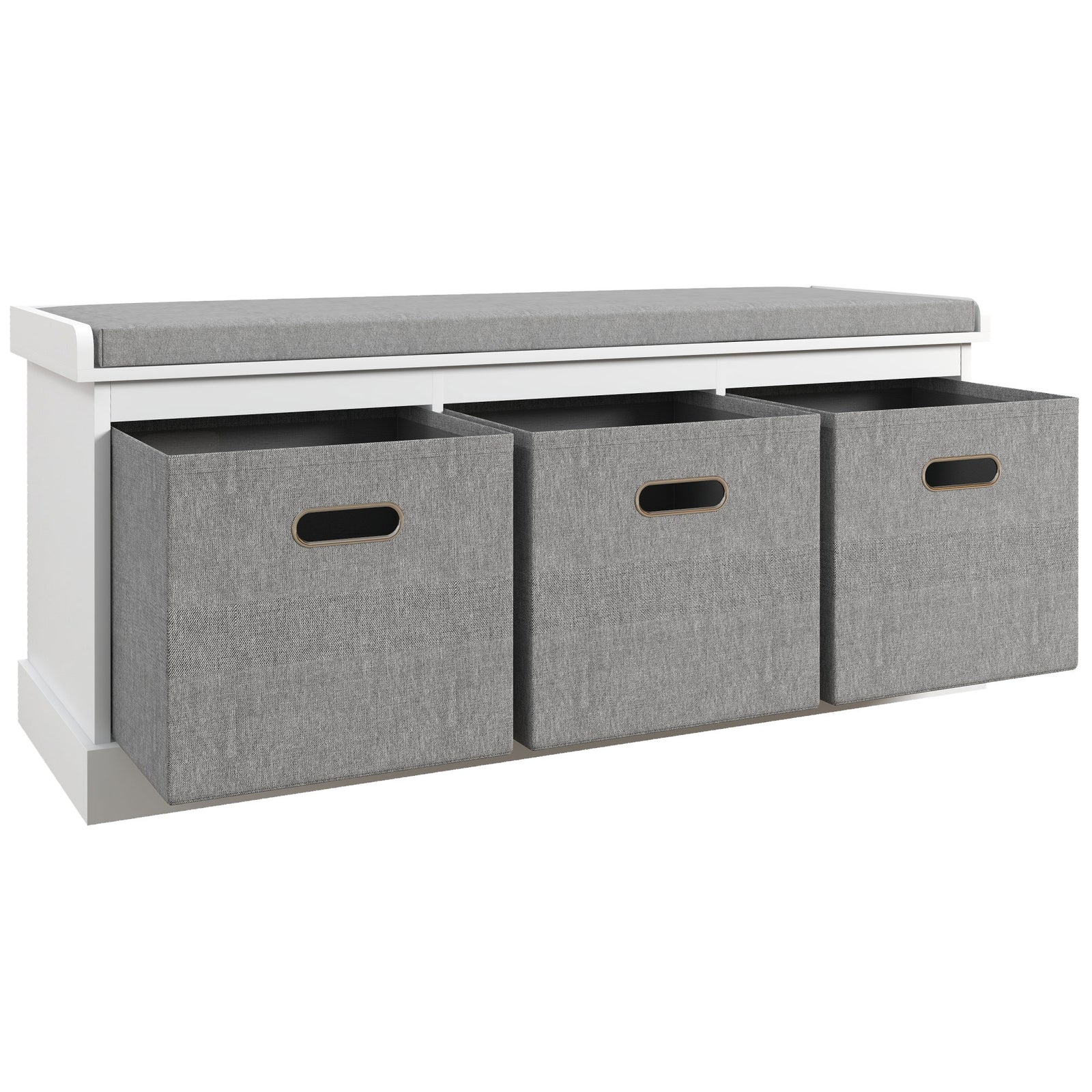 Shoe Bench With Seat With Fabric Drawers Shoe Storage Bench | One Size | White