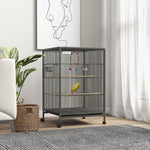 Bird Cage With Rolling Stand For Small Birds - Grey