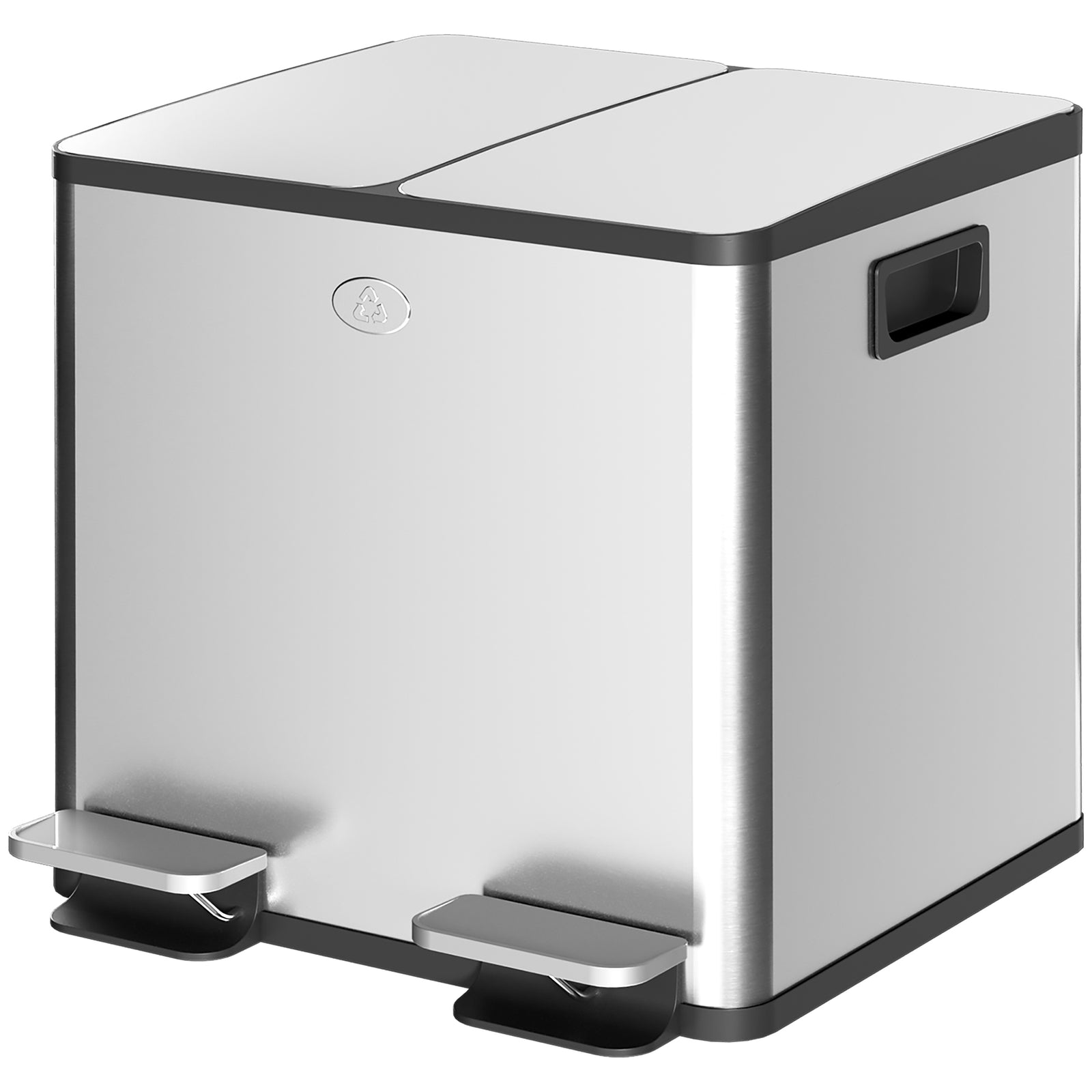 Dual Kitchen Bin Pedal Bin For Recycling And Waste, Silver Tone | M | Silver