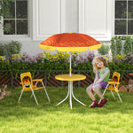 Kids Bistro Table And Chair Set W/ Lion Theme, Adjustable Parasol