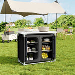 Living and Home Camping Kitchen Table Portable Cabinet Kitchen Storage Black