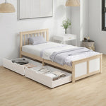 HOMCOM Storage Bed With 2 Drawers, Headboard, Wood Slat Support