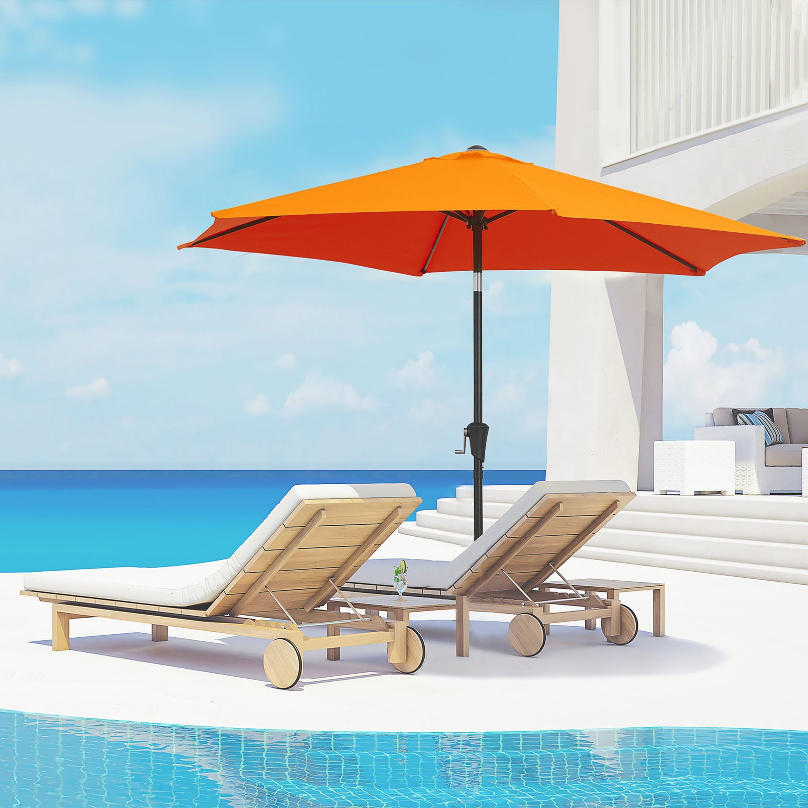 2.6m Patio Umbrella With Tilt Crank | Orange
