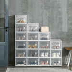 18pcs Stackable Plastic Shoe Storage Box Uk/eu Size 8.5/12 | Large | White