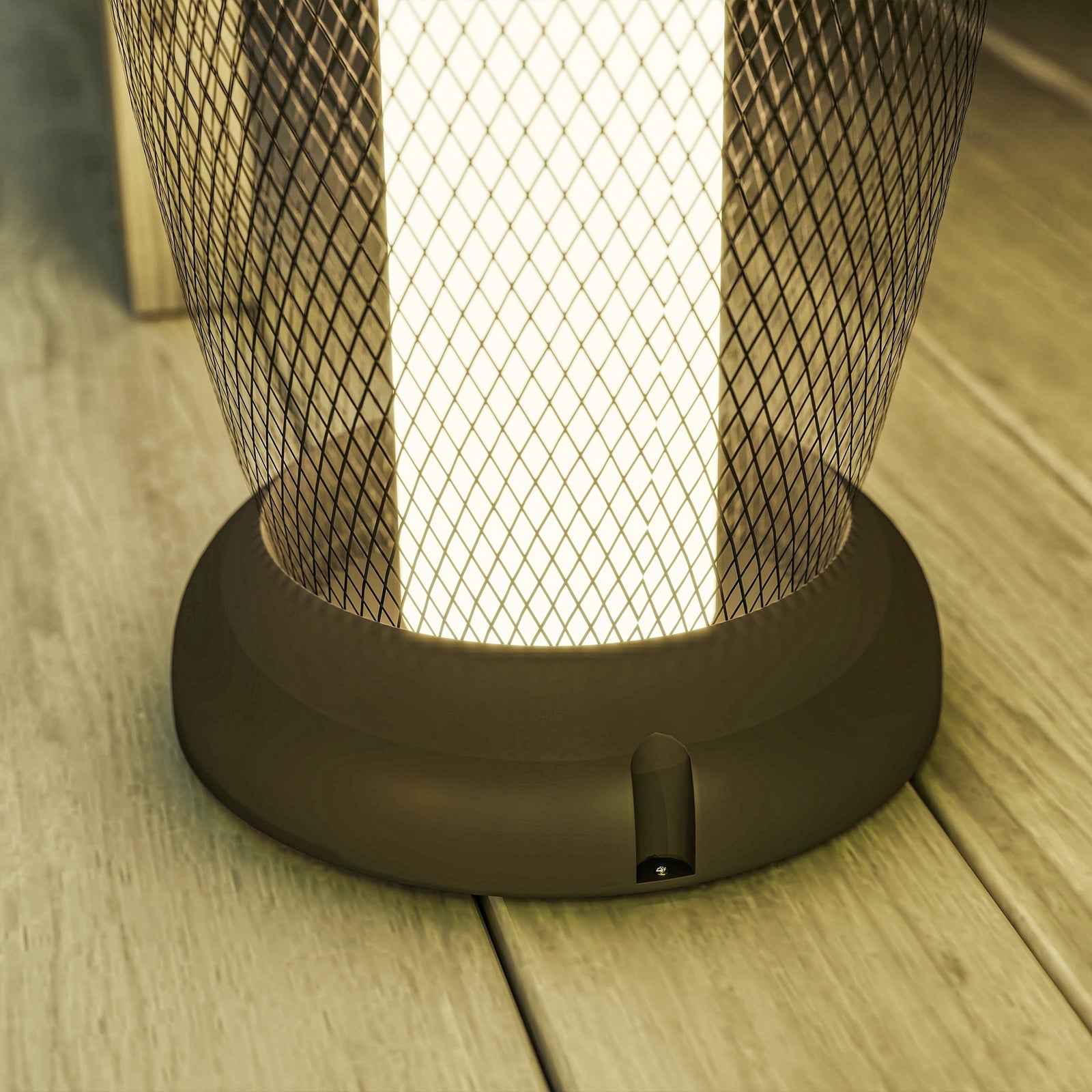 Black Solar Floor Lamp, Metal Shade