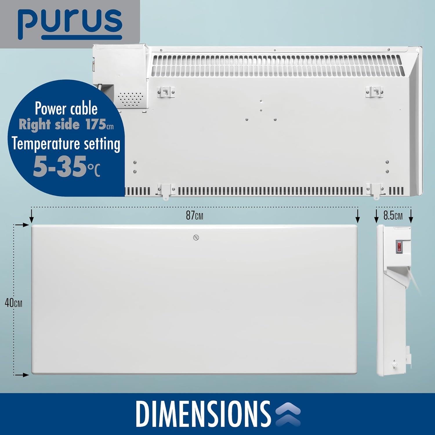 Electric Radiator Panel Heater Eco Bathroom Safe Wall Mounted Or Floorstanding Timer Thermostat Lot 20 | 1800w | White
