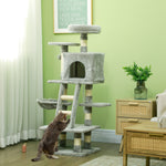 132cm Multi-activity Cat Tree W/ House, Bed, Ladder, Scratch Post - Grey