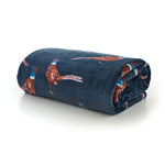 Pheasants Navy Soft Throw – 140x180cm Warm Fleece Blanket | 140cm x 180cm | Navy Blue