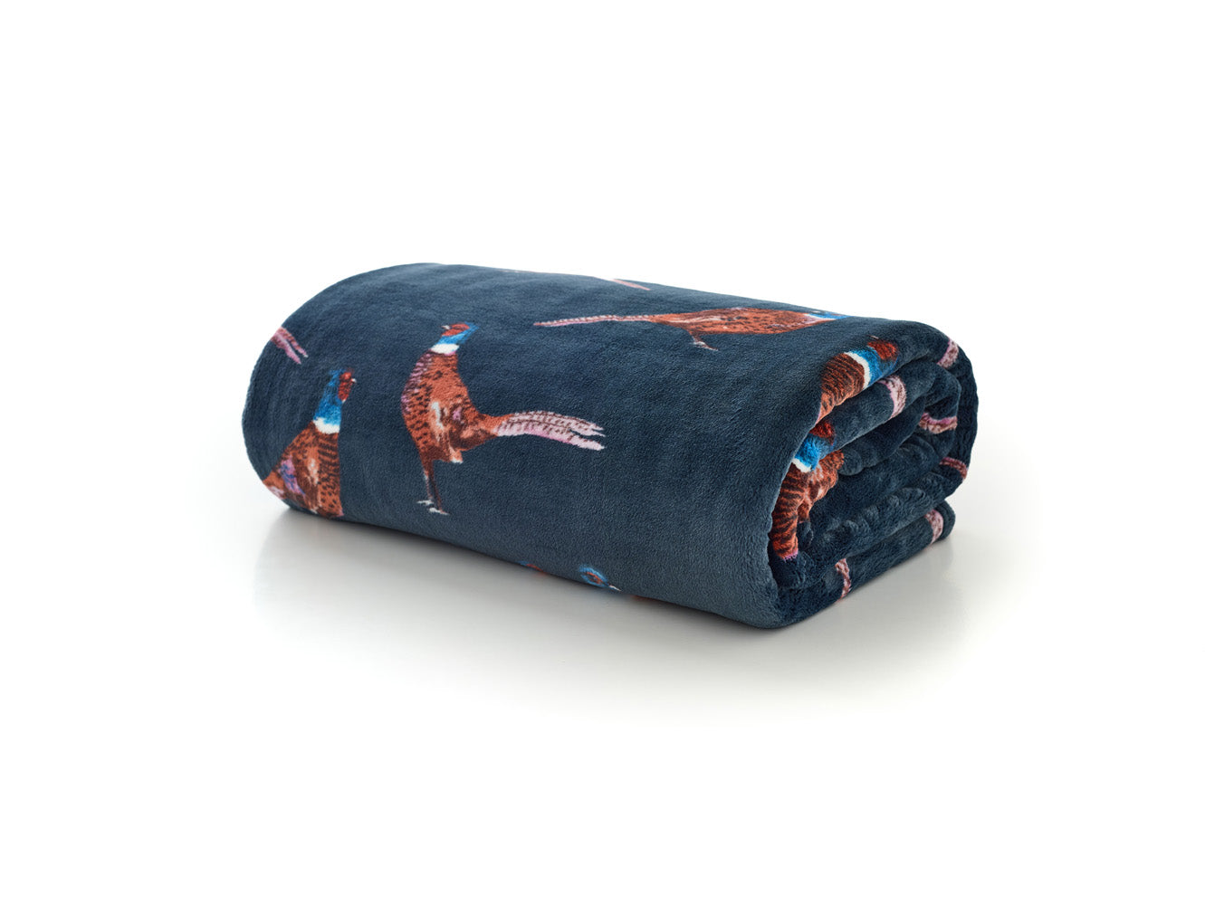 Pheasants Navy Soft Throw – 140x180cm Warm Fleece Blanket | 140cm x 180cm | Navy Blue