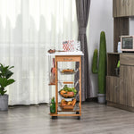 Kitchen Island Trolley W/ 4 Baskets 2 Side Racks Drawer | Brown