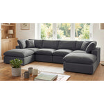 Cotleigh 6-piece U-shaped Modular Corner Sofa | Charcoal