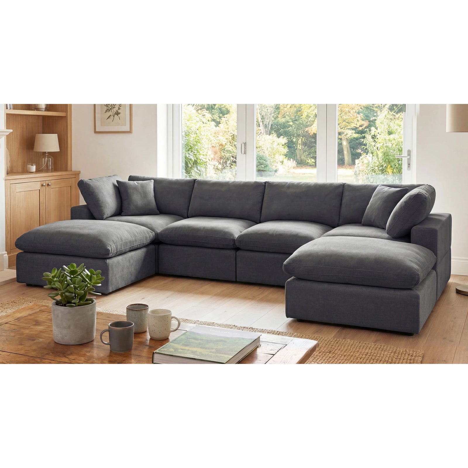 Cotleigh 6-piece U-shaped Modular Corner Sofa | Charcoal