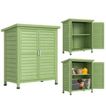 Solid Wood Garden Storage Shed With Doors Green