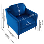 Contemporary Upholstered Armchair – Velvet Accent Chair For Living Room Or Study | Blue