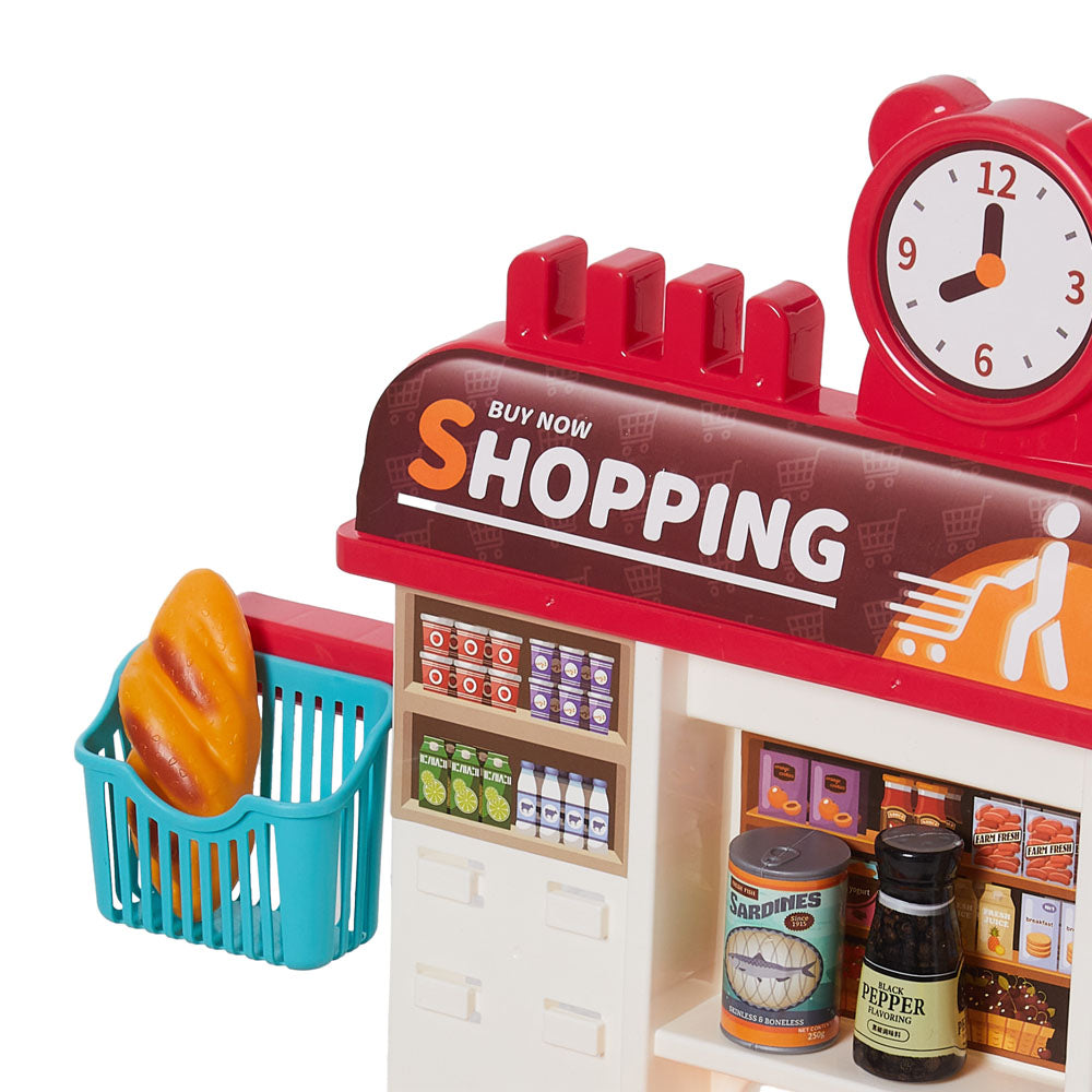 Children Pretend Supermarket Shopping Playset 38pcs Toy Accessory Set | Red