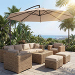 3 M Cantilever Parasol, Offset Umbrella With Cover And Wind Ropes | Khaki