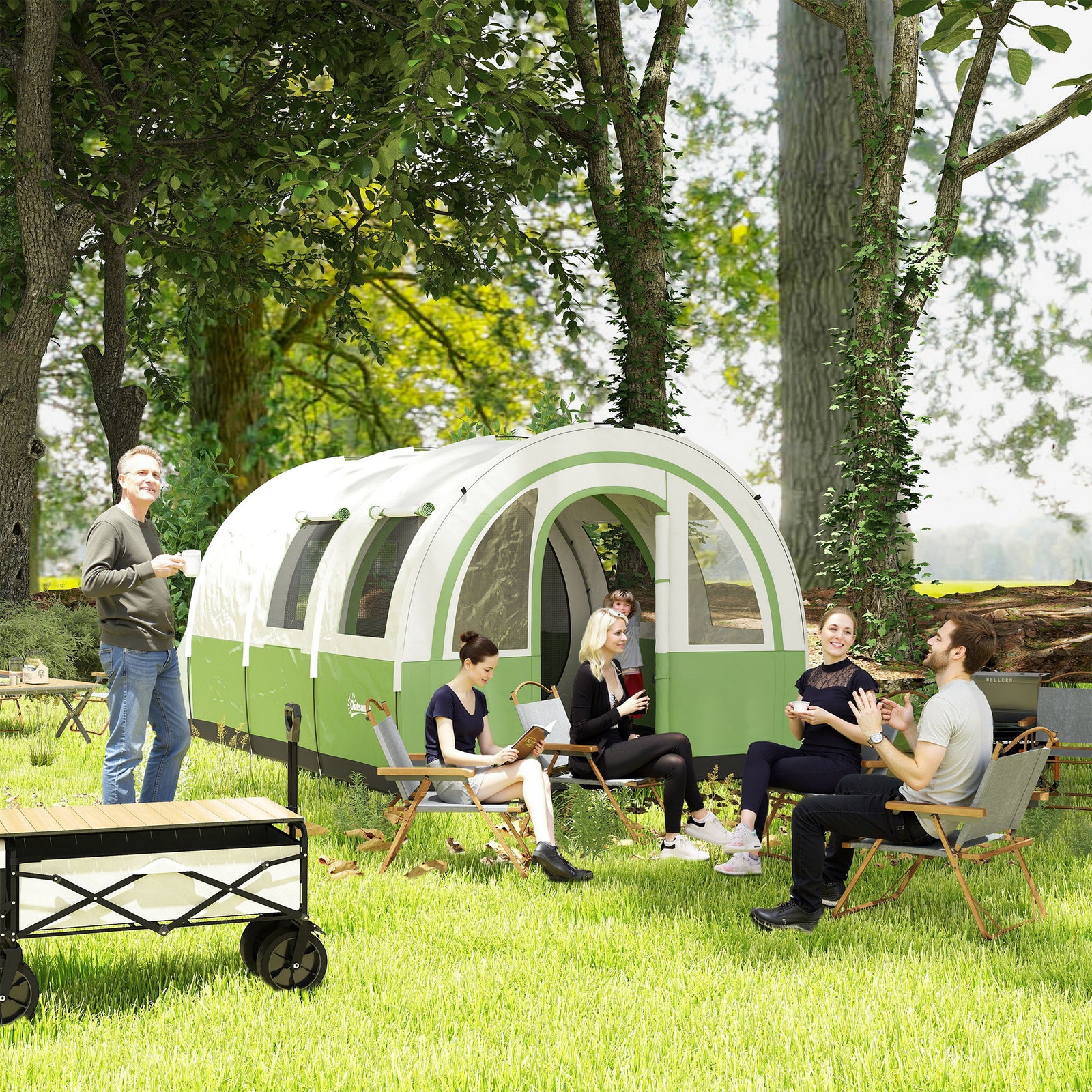 Outsunny 5-6 Man Tunnel Tent, 3000mm Waterproof