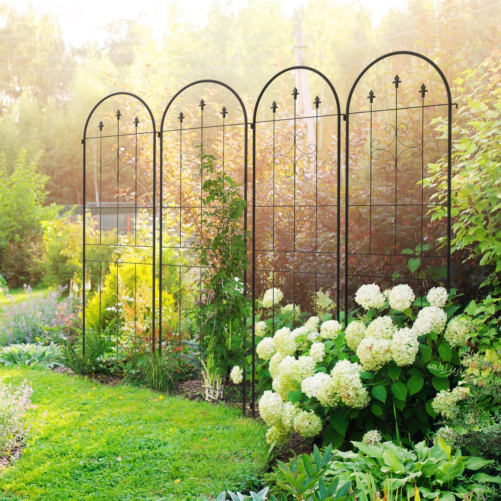 Outsunny Set Of 4 Metal Trellis For Climbing Plants, Arrow Design