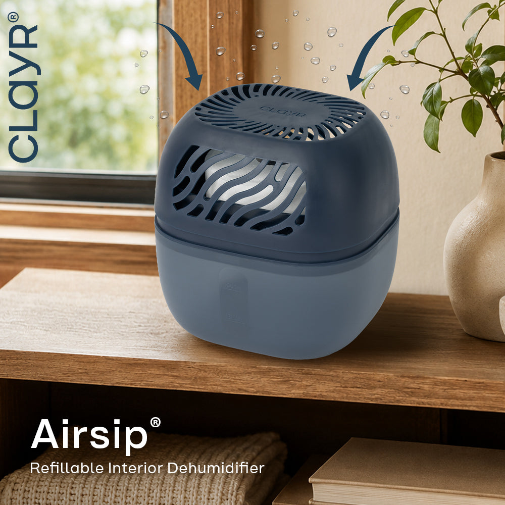 Reusable 1000ml Dehumidifier With 2 Calcium Chloride Refill Tabs | Navy Blue