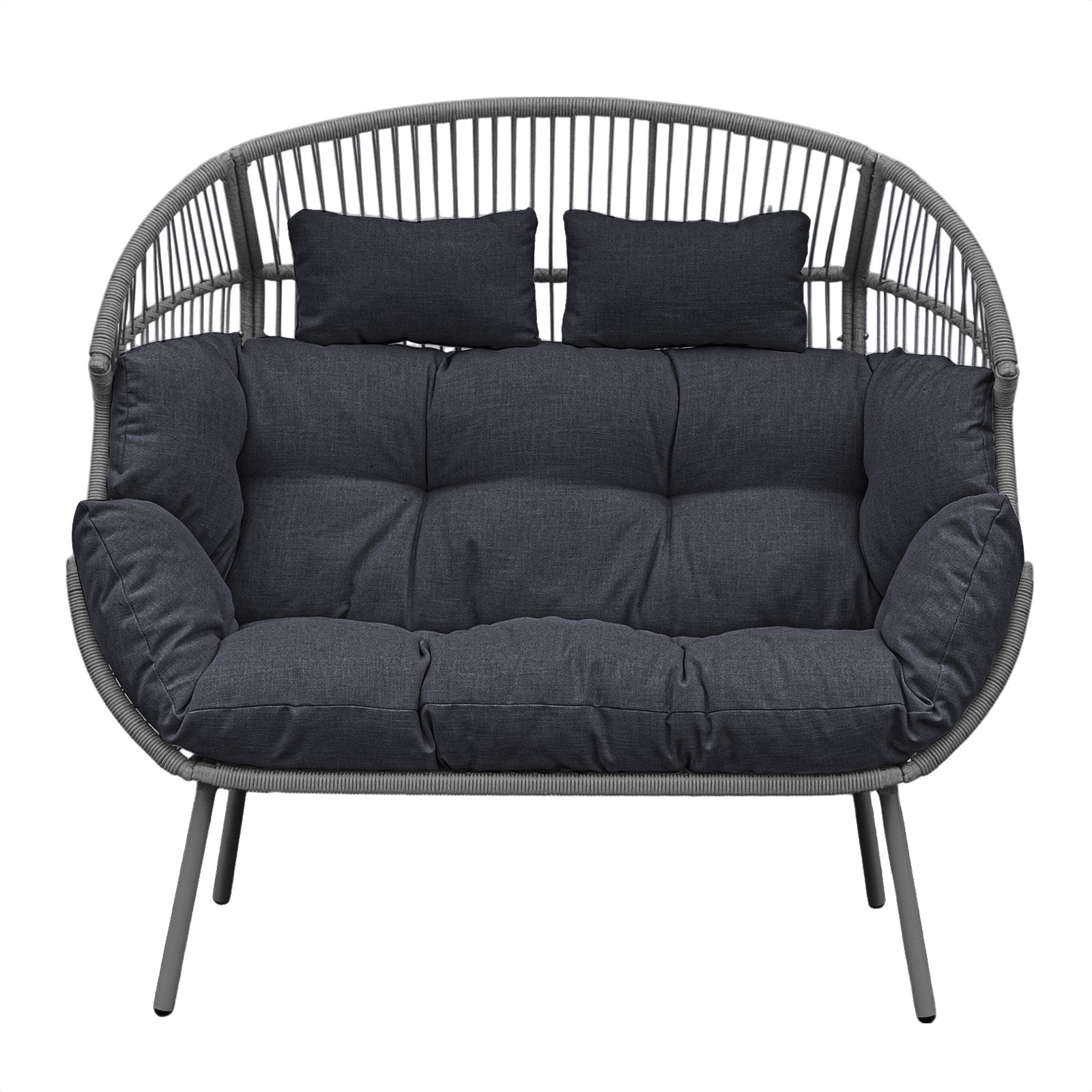 Cocona 2 Seat Standing Egg Chair And Stool | One Size | Dark Grey