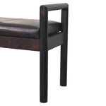 Gridline Bench, Upholestered Rich Black Leather, Black