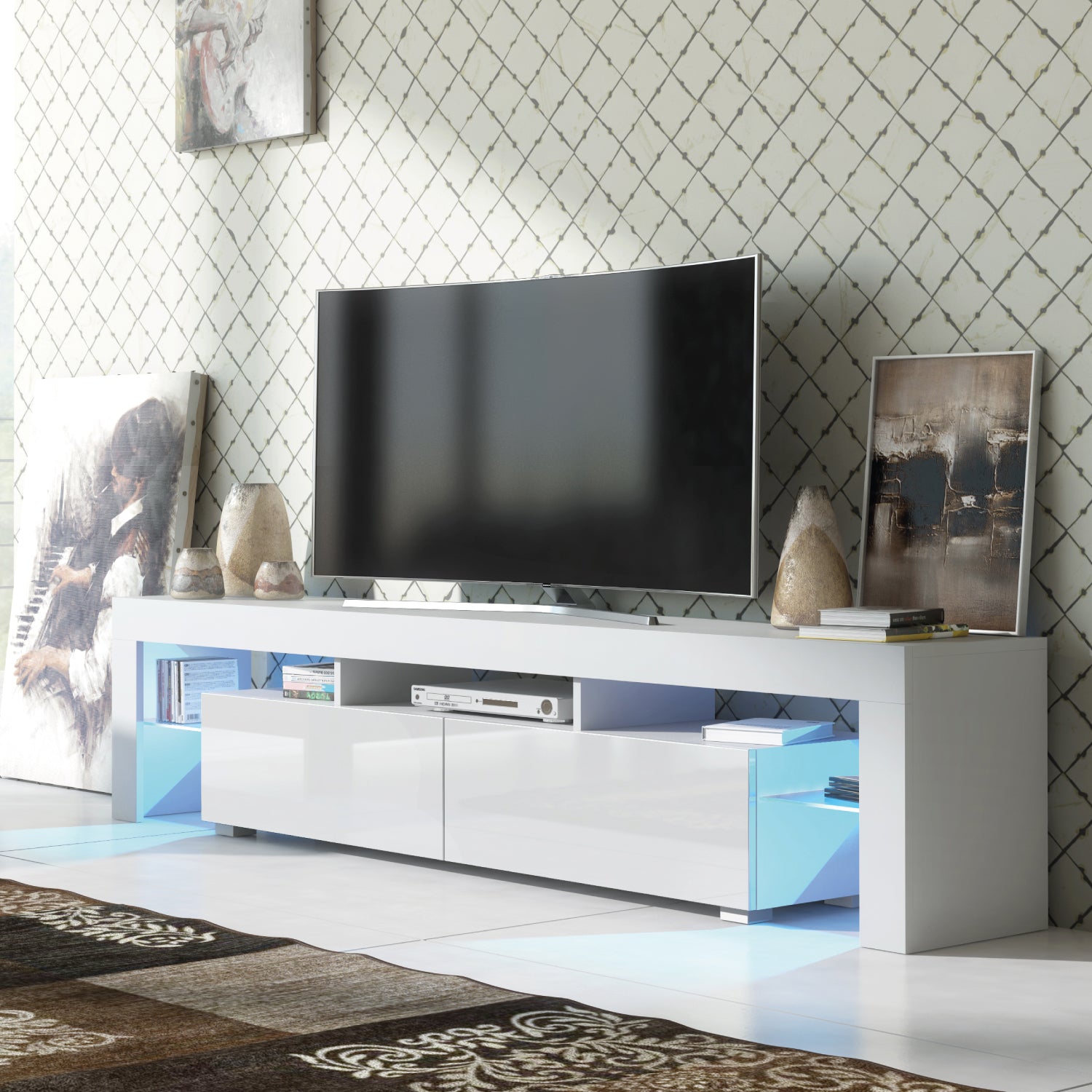 Nova Tv Unit 200cm With Led Lights | White