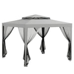 3 X 3 M Gazebo, Netting Party Tent W/ Double Tier Roof | Light Grey