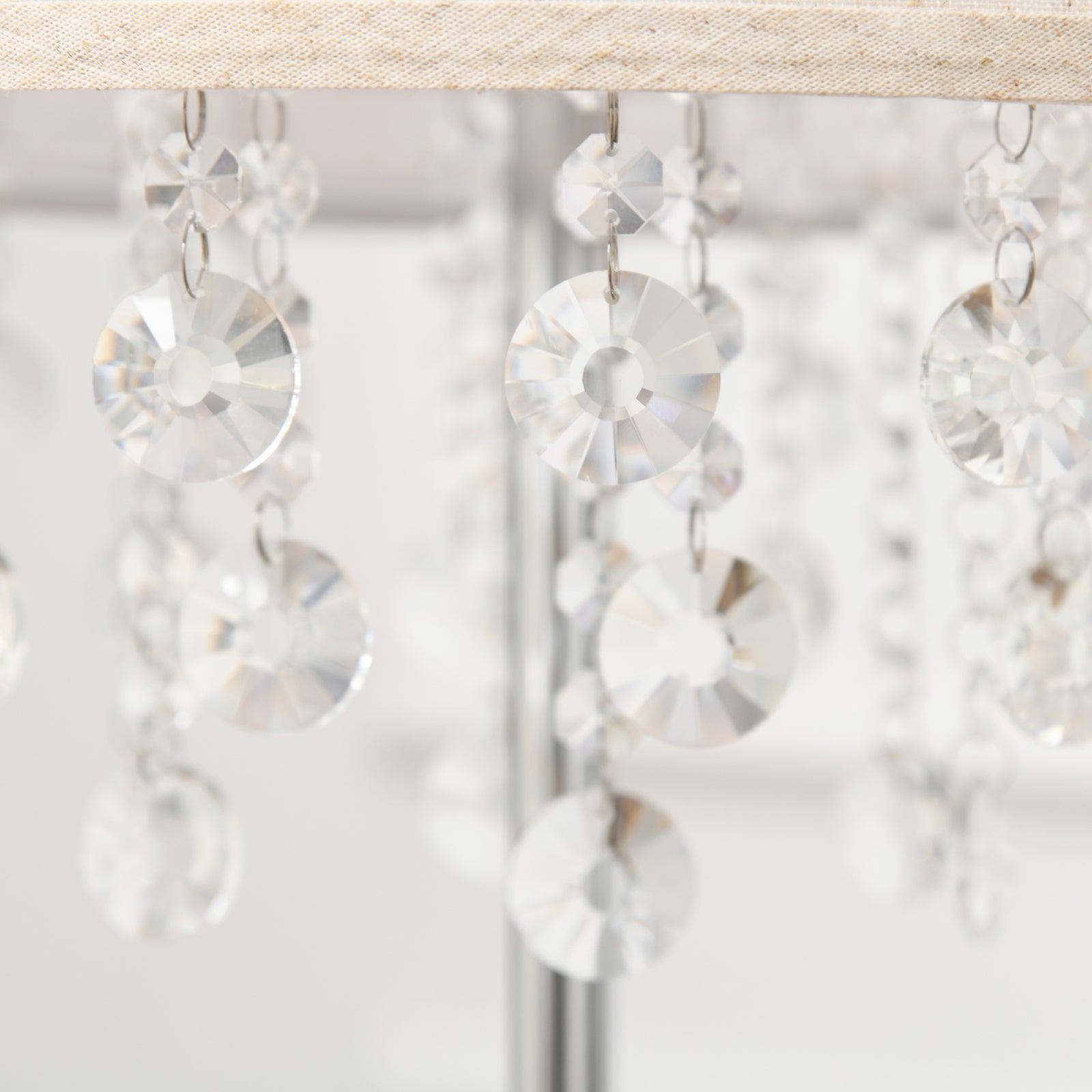 HOMCOM Steel Floor Lamp With Crystal Pendant Steel Base Cream