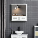 Bathroom Mirror Cabinet Wall Mount Storage Unit Double Doors | One Size | White
