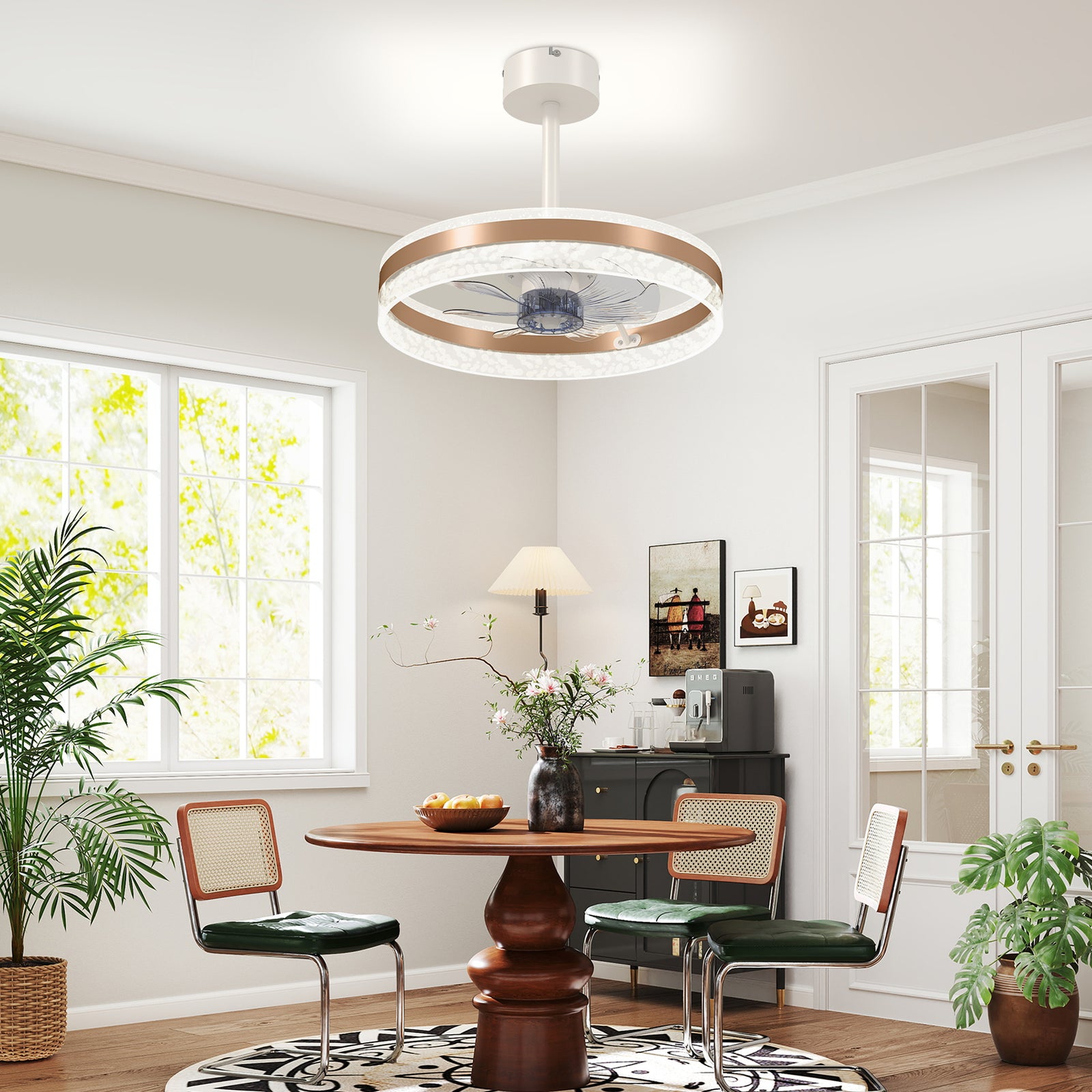 Ceiling Fan Light With 3 Colour, Timer, Reversible, Remote | One Size | Gold