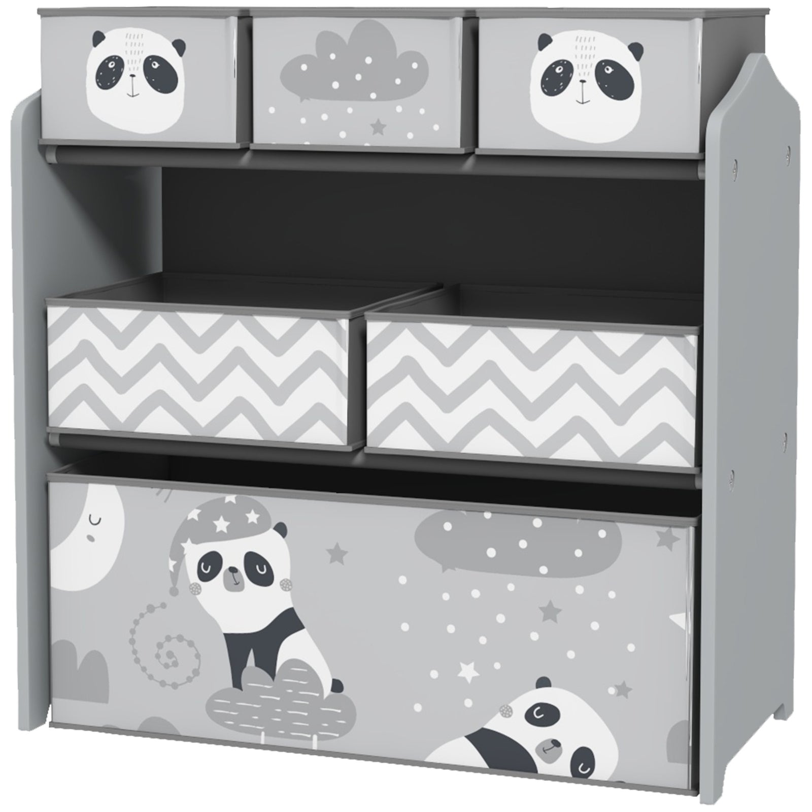 Kids Storage Units With 6 Boxes, Childrens Toy Storage Organiser | Grey