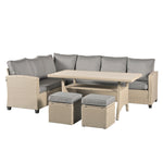 Stylish York 8-seater Grey Rattan Corner Sofa Dining Set For Outdoor Entertaining | Grey