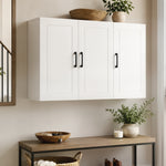 HOMCOM Wall Mounted Bathroom Cabinet With Adjustable Shelves, White