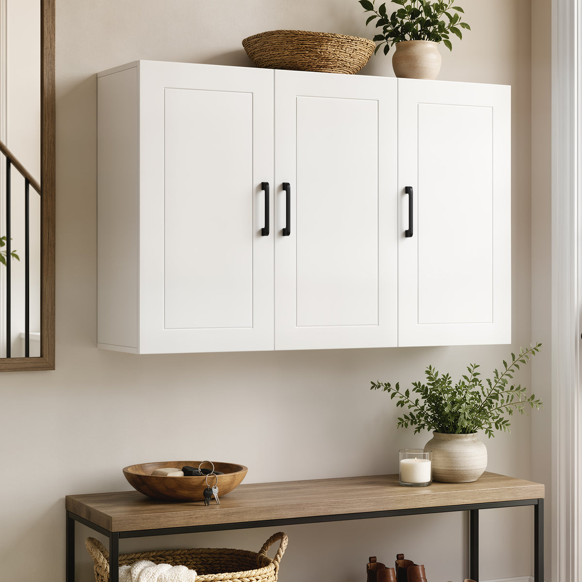 HOMCOM Wall Mounted Bathroom Cabinet With Adjustable Shelves, White