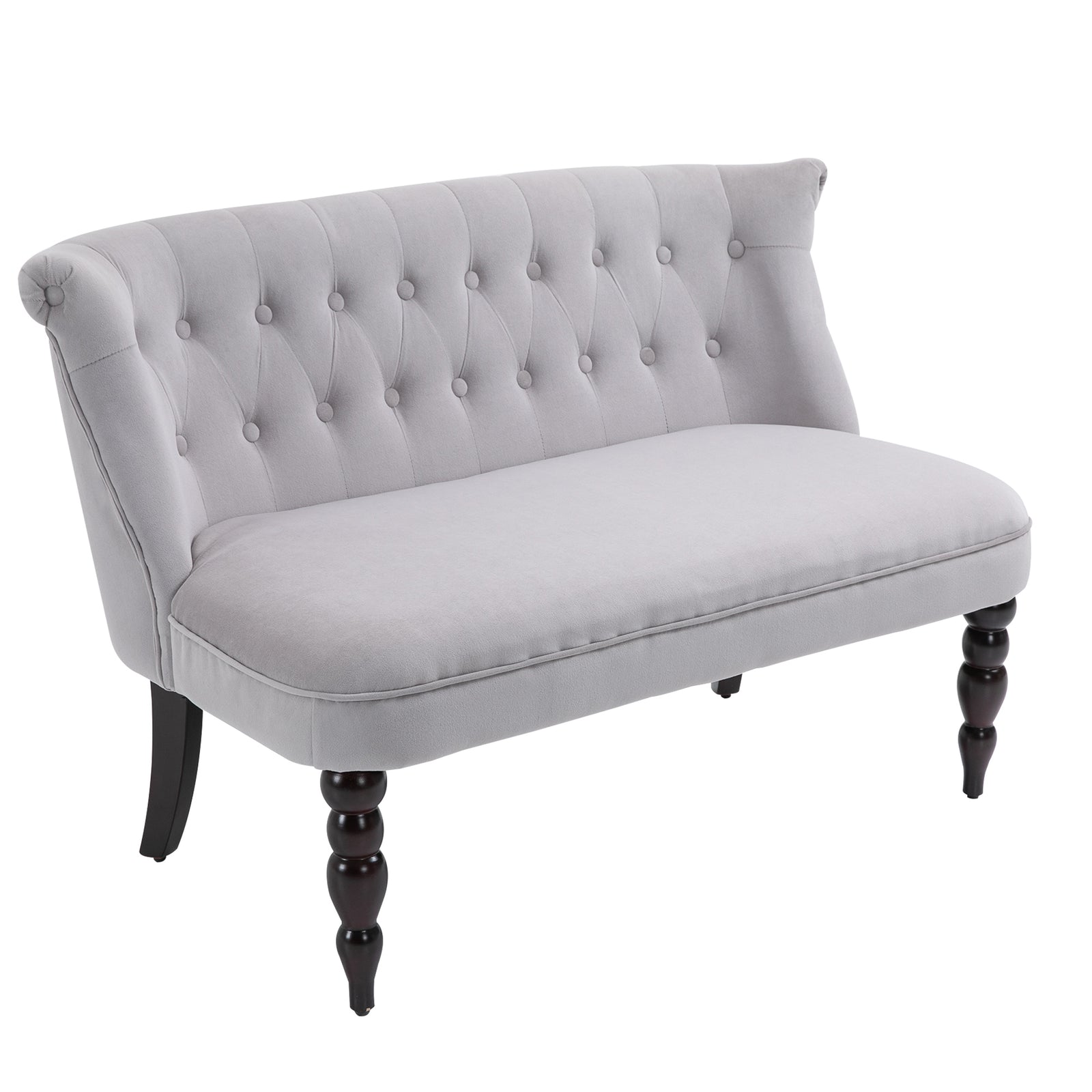 Velvet Feel French Inspired 2 Seat Lounger Couch Wood Frame