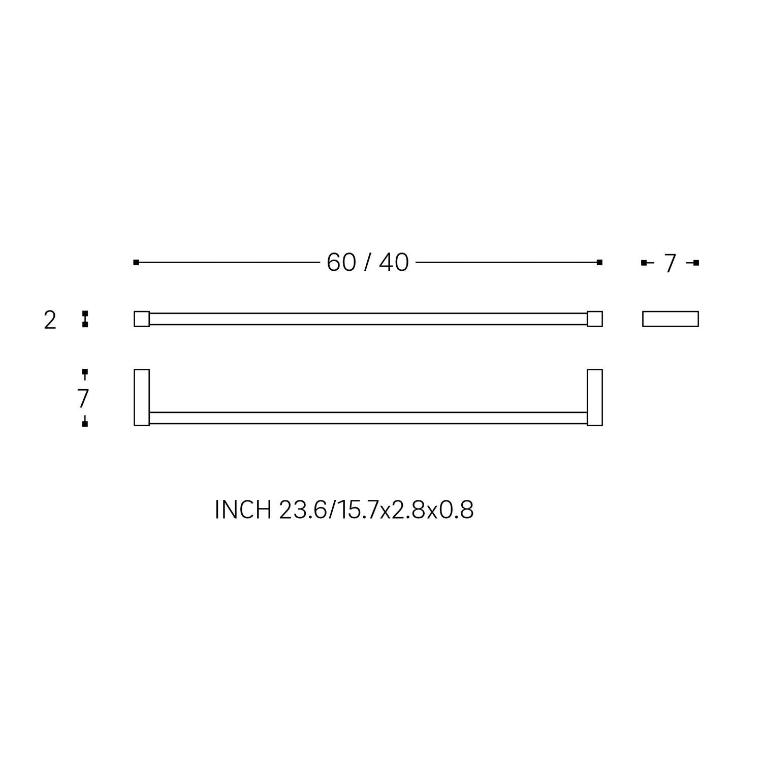 Towel Rail, Silver Gloss, Wall-mounted, 40 Cm. Collection Metric