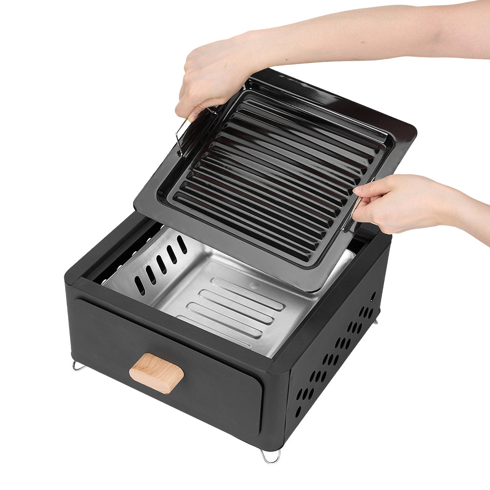 Living and Home Portable Metal Bbq Grill & Tea Stove With Foldable Legs