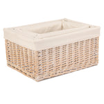 Wicker White Lined Storage Basket | Set-of-4 | White