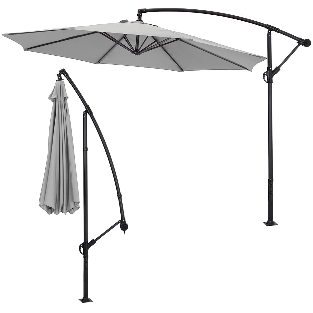 3m Cantilever Garden Parasol With Crank Handle | One Size | Light Grey