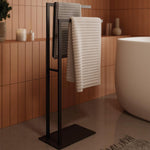 Towel Stand 2 Towel Rail Freestanding Matt Black Essentials Collection