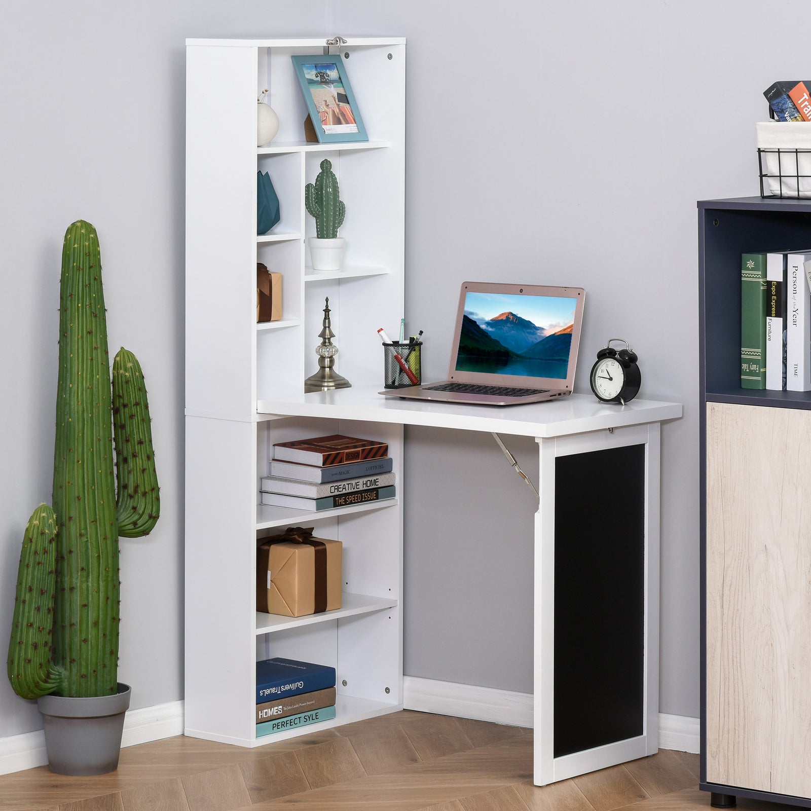 Convertible Desk W/ Blackboard Multi-function Computer | White