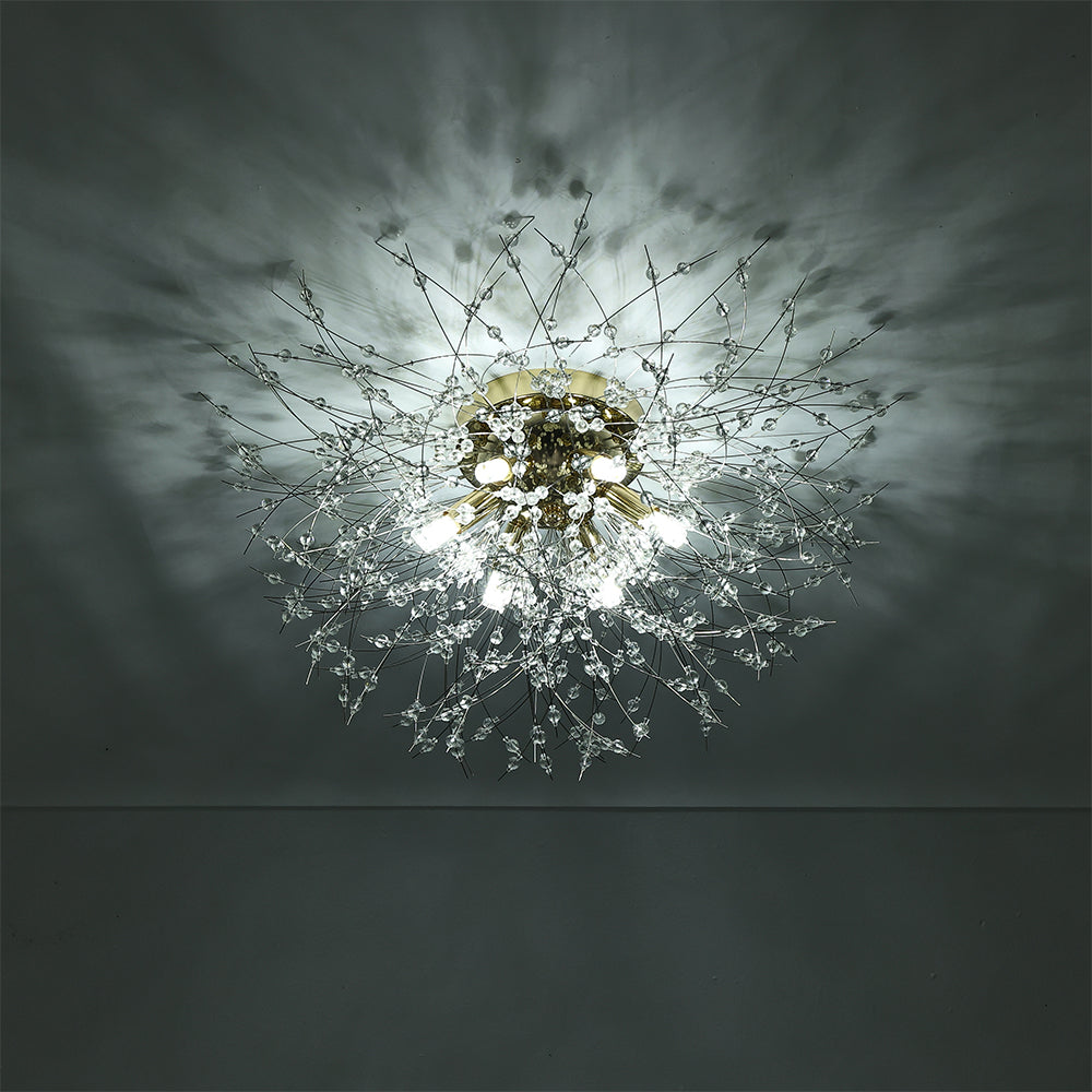 50cm Dandelion Ceiling Light Chandelier 6-light Modern Flush Mount Ceiling Light Fixture | Gold