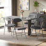Folding Chairs Set Of 4 With Cushioned Seat, Steel Frame, Dark Grey | Dark Grey