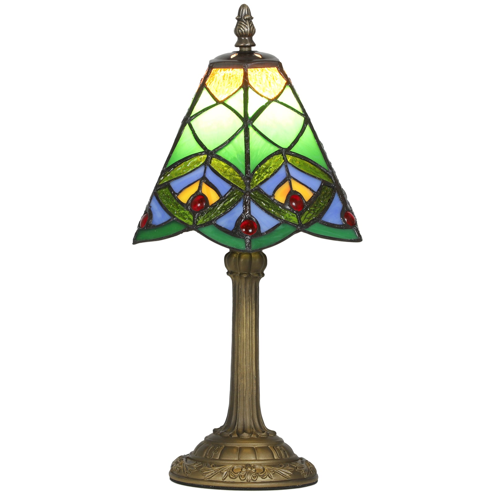 HOMCOM Handcrafted Stained Glass Bedside Lamp, Tiffany Style Table Lamp