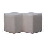 Solid Mango Wood White Boucle Twin Footstool
